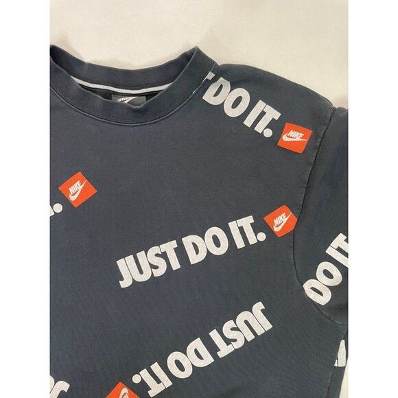 Nike Sportswear Just Do It Club All Over Print Sweatshirt Women Medium AV4988 - Picture 2 of 5